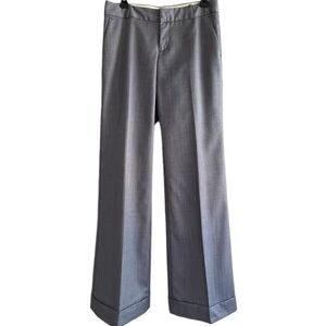 Banana Republic Ryan Fit Cuffed Wide Leg Blue Pants Wool Blend Dress Lined